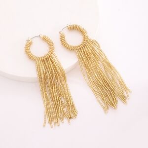 Elegant Gold Beaded Hoop Earrings
